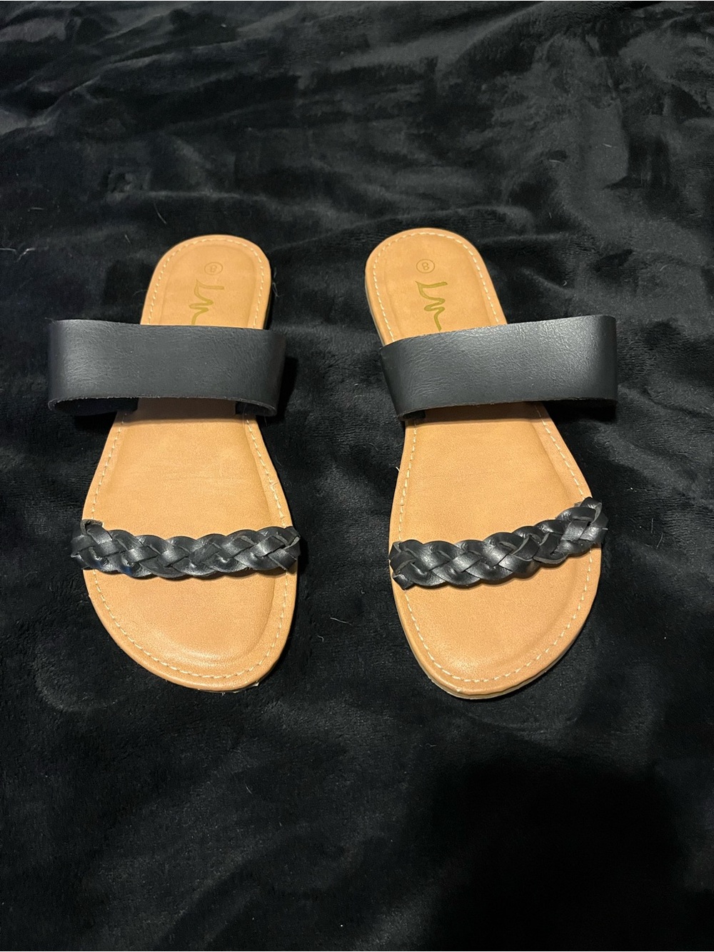 Women’s Black Braided & Strap Slide Sandals